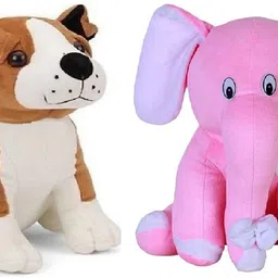mhk Pink Elephant & Bull dog Soft Stuffed Toy - 30 cm - 18 cm-picture-45