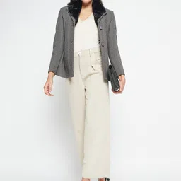 Duke Geometric Printed Fur Single-Breasted Overcoat image 3