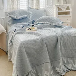 JC HOME Grey Textured 162TC Double King Bed Cover With Pillow Cover-picture-12
