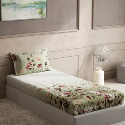 DDecor Red & White Floral 150 TC Single Bedsheet with 1 Pillow Covers-picture-21