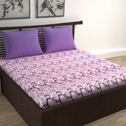 Divine Casa Trident Purple And Pink Pure Cotton 144 TC King Bedsheet Set 2.54 m x 2.22 m-picture-20