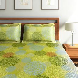 SEJ by Nisha Gupta Green Cotton Double Bedsheet with 2 Pillow Covers-picture-23