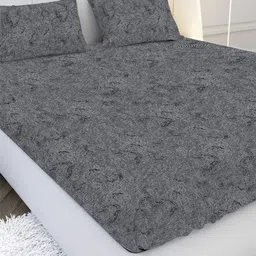 MAYFAIR HOMES LONDON Grey 210 TC King Bedsheet with 2 Pillow Covers-picture-31