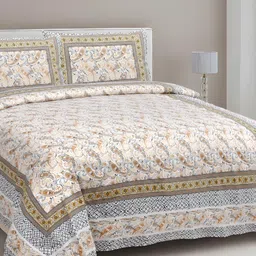 FABROLI Yellow & Cream 300 TC Double King 130 GSM Bedsheet Set-picture-25