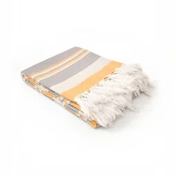 Homez Sparrow Grey & White Striped Cotton 210 TC King Bedsheet image 2