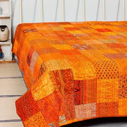 HANDICRAFT PALACE  Gold-Coloured Printed Double Bed Covers-picture-23