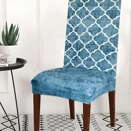 ohello 6 Pieces Turquoise Blue Printed Elasticated Fitted Chair Covers-picture-24