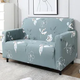 HOKIPO Grey & White Printed 2-Seater Sofa Covers-picture-16