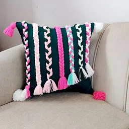 THROWPILLOW Green & Pink Embroidered Rectangle Cushion Cover-picture-35