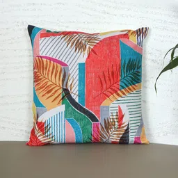 ZEBA White & Red Quirky Printed Square Cushion Cover image 1