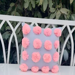 THROWPILLOW Grey & Pink Embellished Square Cushion Covers-image-6