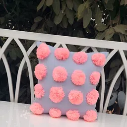 THROWPILLOW Grey & Pink Embellished Square Cushion Covers-picture-10