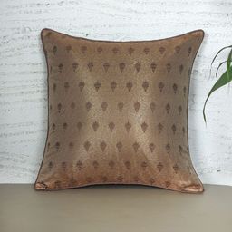 ZEBA Brown Floral Brocade Square Cushion Cover-picture-19