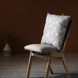 Contrast Living Brown & Pink Floral Square Cotton Cushion Cover-image-59