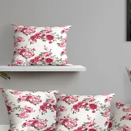 OASIS Rose & White 5 Pieces Floral Cotton Square Cushion Covers-image-99