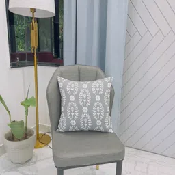 THROWPILLOW Grey & White Floral Printed Square Cushion Cover-image-17