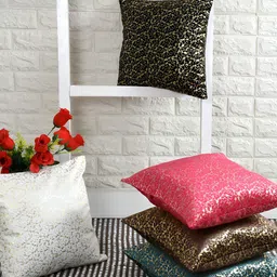 BIGGER FISH Pink Black 5 Pieces Square Cushion Covers image 1