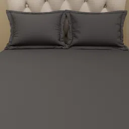 Himeya Grey Pure Cotton 210 TC King Bedsheet with 2 Pillow Covers image 2