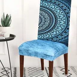 ohello 4 Pieces Blue Printed Elasticated Fitted Chair Covers image 5