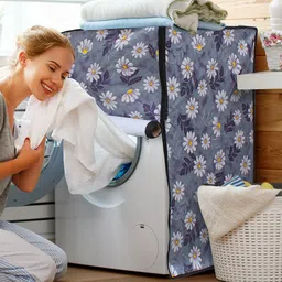 DREAM CARE Grey Floral Printed Waterproof & Dustproof Front Load Washing Machine Cover image 2