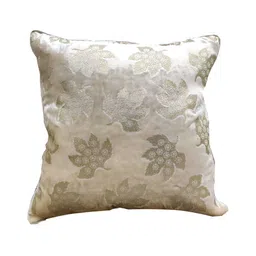Good Vibes Cream-Coloured & Green 6 Pcs Floral Velvet Square Cushion Covers image 2