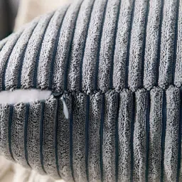 Vinayaka Fab Grey 2 Pieces Striped Corduroy Square Cushion Covers image 3