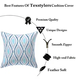 Texstylers Blue 3 Pieces Geometric Square Cushion Covers image 2