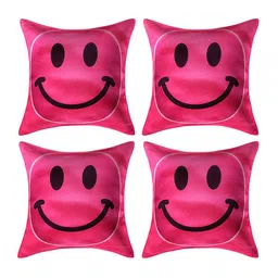 Kuber Industries Pink & Black Set of 4 Velvet Square Cushion Covers image 3