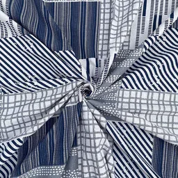 MORADO Blue & White Striped 210 TC Queen Bedsheet with 2 Pillow Covers image 4