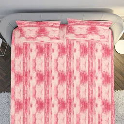 MAYFAIR HOMES LONDON Pink 120 TC King Bedsheet with 2 Pillow Covers image 2