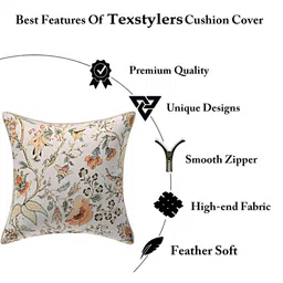 Texstylers Mustard Yellow & Beige 2 Pieces Printed Reversible Cotton Square Cushion Covers image 3