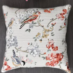 Clasiko White & Grey Set of 5 Floral Cotton Square Cushion Covers image 4