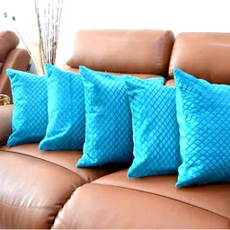 Tranquil square Blue Set of 5 Floral Square Cushion Covers image 3