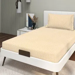 RD TREND Beige 210 TC Single Bedsheet with 1 Pillow Covers image 3