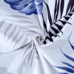 Arrabi White Leaf 300 TC Cotton Blend Single Size Fitted Bedsheet with 1 Pillow Cover image 5