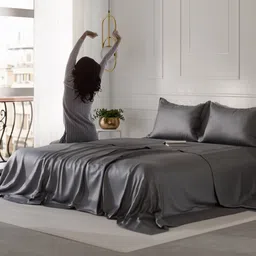 Stoa Paris Date Night Grey 300 TC King Bedsheet with 2 Pillow Covers image 2