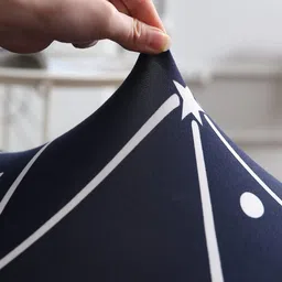 HOKIPO 2-Piece Navy Blue& White Printed Stretchable Chair Covers image 3