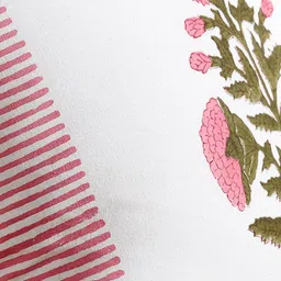 HANDICRAFT PALACE White & Pink Set of 2 Floral Square Cushion Covers image 2