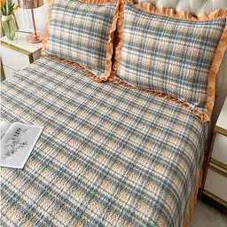 JC HOME Grey & White Self Design 162 GSM Bed Covers image 3