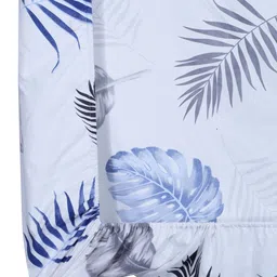 Arrabi White Leaf 300 TC Cotton Blend Single Size Fitted Bedsheet with 1 Pillow Cover image 3