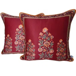 TARA- Sparkling Homes Red & Orange 4-Pieces Ethnic Motifs Square Cushion Covers image 5