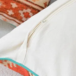 Art Avenue Orange & Cream-Coloured Ethnic Motifs Printed Rectangle Cotton Cushion Cover image 5