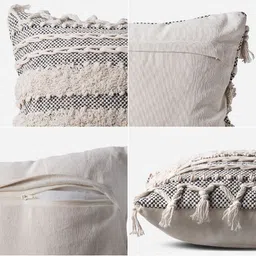 Decazone Grey & White 2 Pieces Cotton Rectangle Cushion Covers image 5