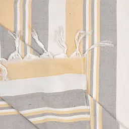 Homez Sparrow Grey & White Striped Cotton 210 TC King Bedsheet image 5