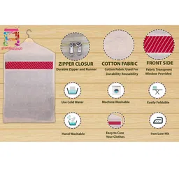 atorakushon Set Of 18 Off-White & Red Cotton Hanging Saree Covers image 2