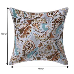 Texstylers White & Brown 3 Pieces Cotton Ethnic Motif Square Reversible Cushion Covers image 3