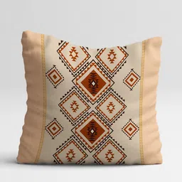 STITCHNEST Brown & Beige Set of 5 Aztec Printed Square Cushion Covers image 3