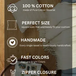 HOMADORN Off White 2 Pieces Striped Square Cotton Cushion Covers image 2