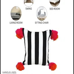 THROWPILLOW Black & White Embellished Square Cushion Cover image 4