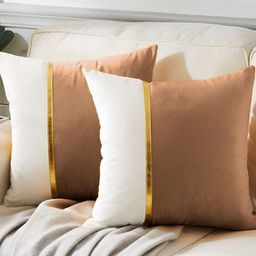 AEROHAVEN Brown & White 2 Pieces Colourblocked Reversible Square Cushion Covers-picture-28